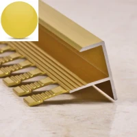F-образный профиль из алюминия гнущийся для наружных углов и ступеней ПФ 12 золото матовое 2,7 м