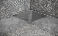 Внутренний угол для плинтуса из нержавеющей стали напольный с кабель каналом шириной 100 мм с кабель-каналом FiC 100 полированный Kepler Profiles